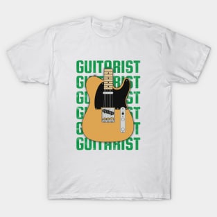 Guitarist Repeated Text T-Style Electric Guitar Body T-Shirt